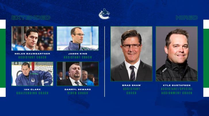 Vancouver Canucks hire two new coaches, re-sign four others