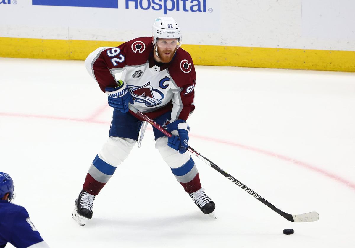 Colorado Avalanche x Denver Broncos Blue Landeskog Mashup Hockey