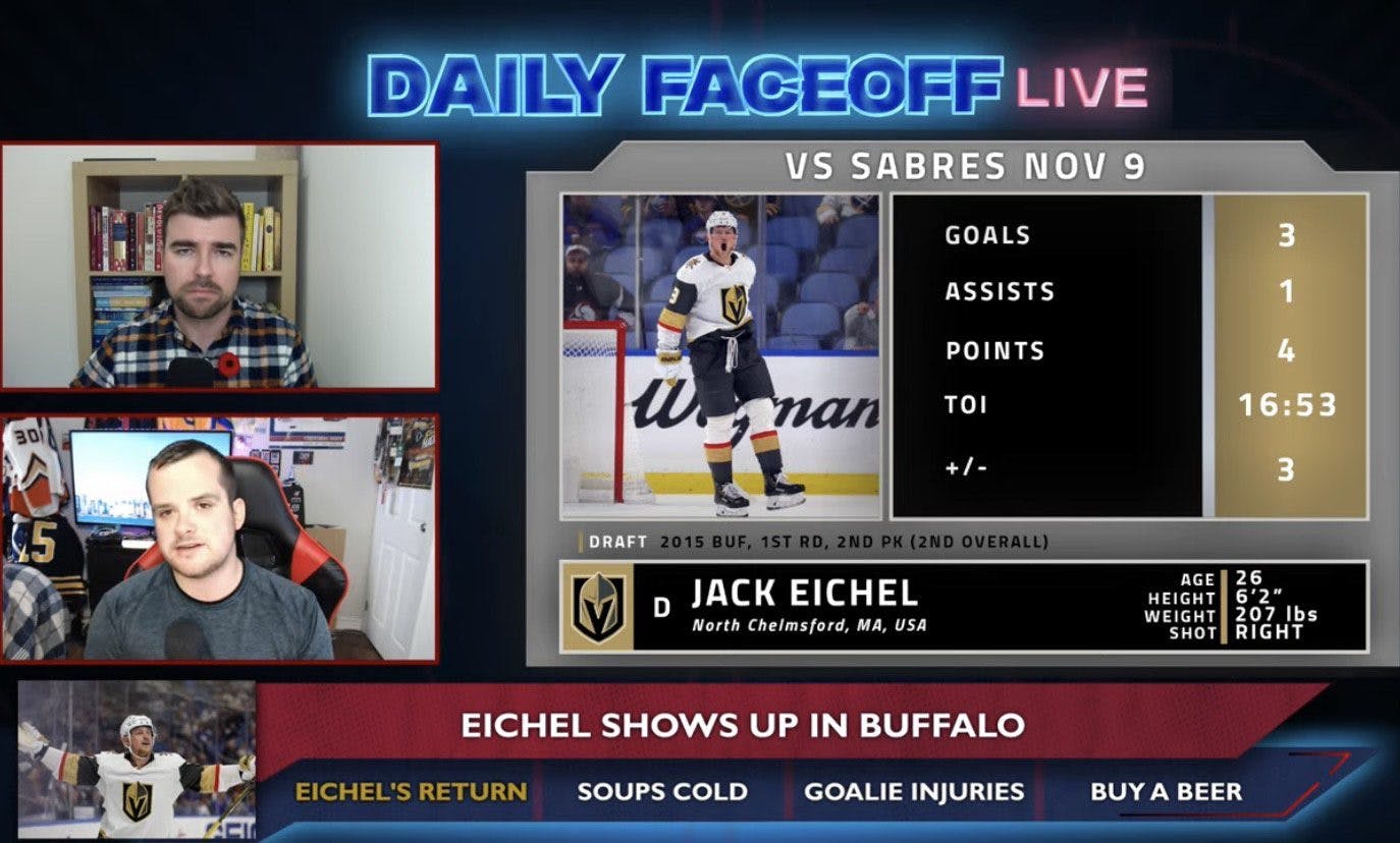 Jack Eichel is FIRED UP after scoring a hat trick in Buffalo! - HockeyFeed