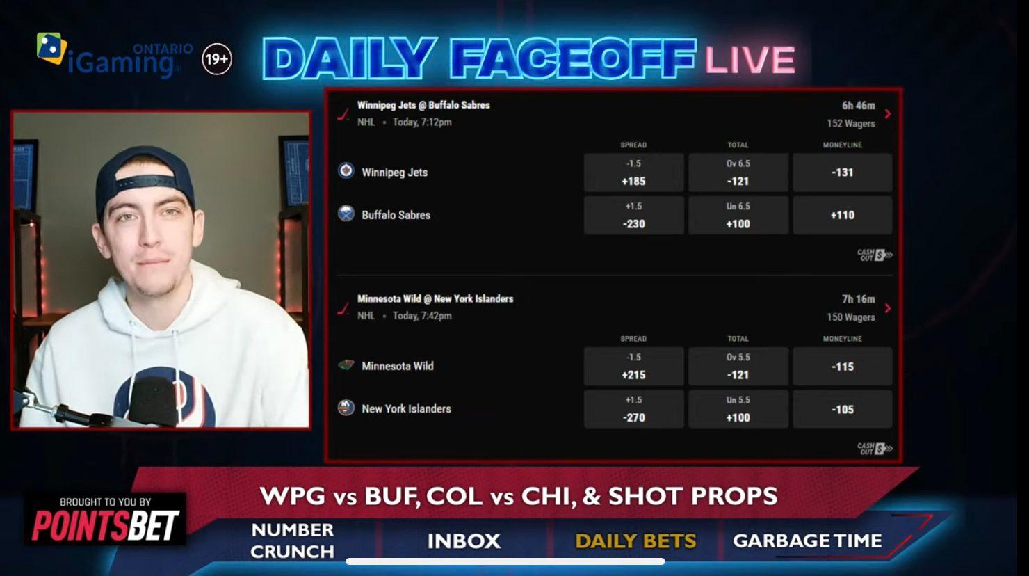 PointsBet Daily Bets: Jets/Sabres Moneyline & Avalanche/Blackhawks - Daily  Faceoff