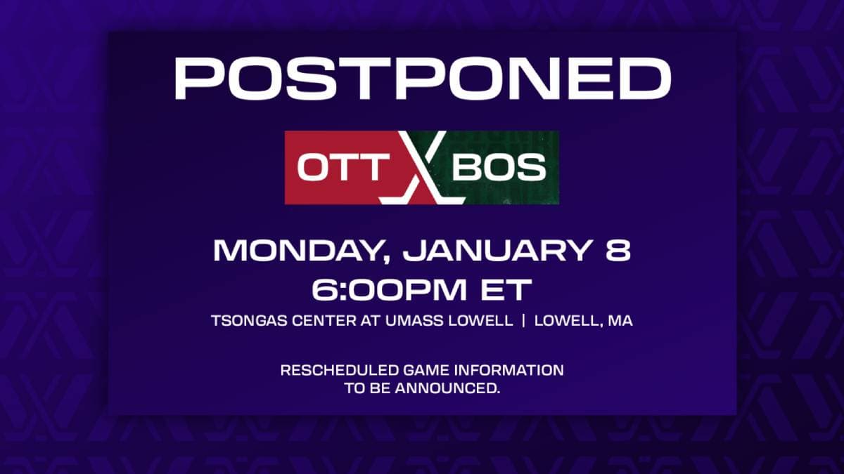 PWHL announces Monday’s Ottawa-Boston game postponed due to weather