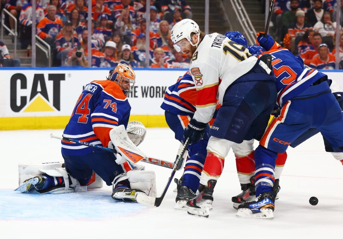 Edmonton Oilers goaltender Stuart Skinner, Florida Panthers forward Matthew Tkachuk