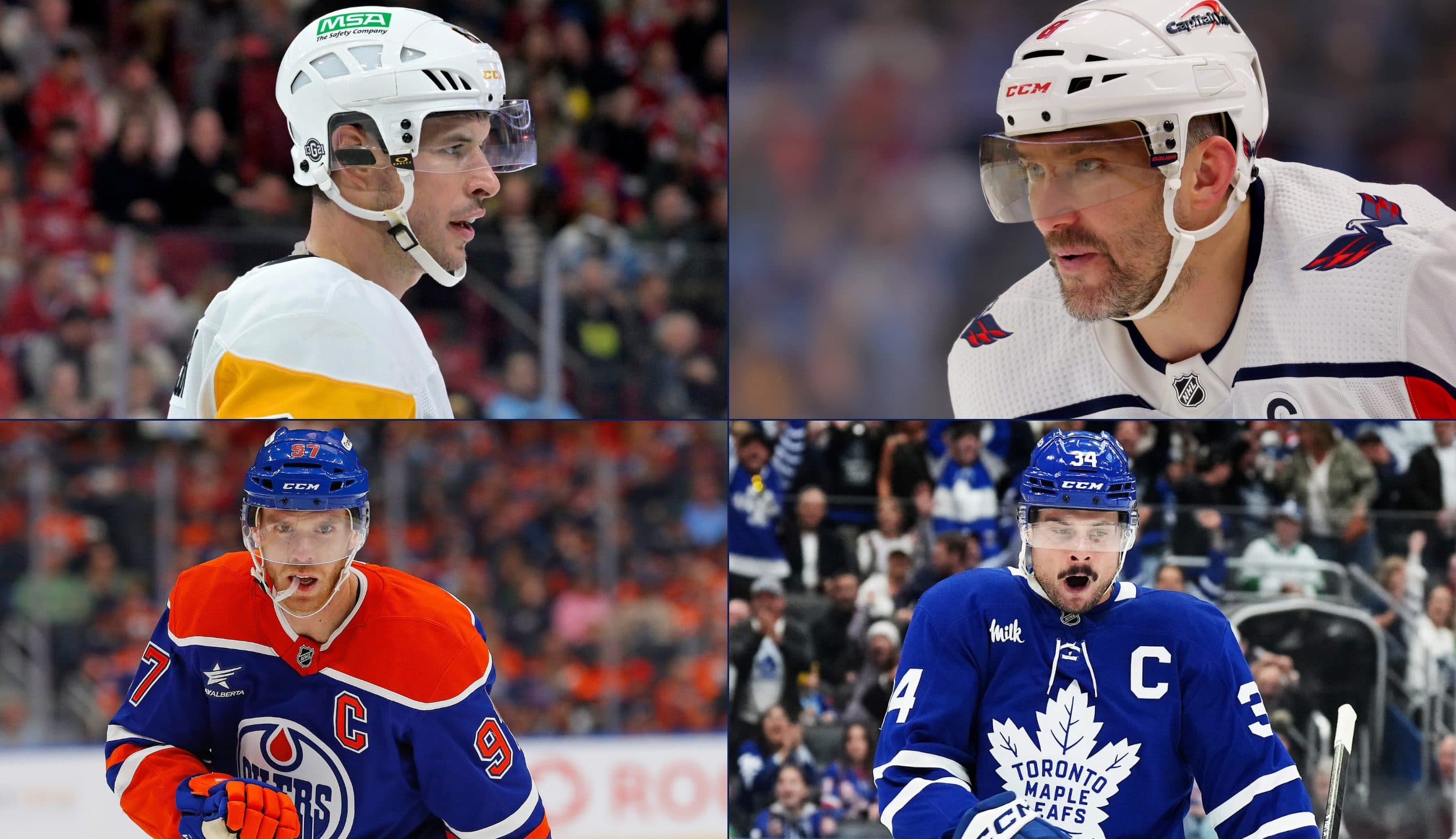 Sidney Crosby, Alex Ovechkin, Connor McDavid and Auston Matthews (All pictures from Imagn Images)