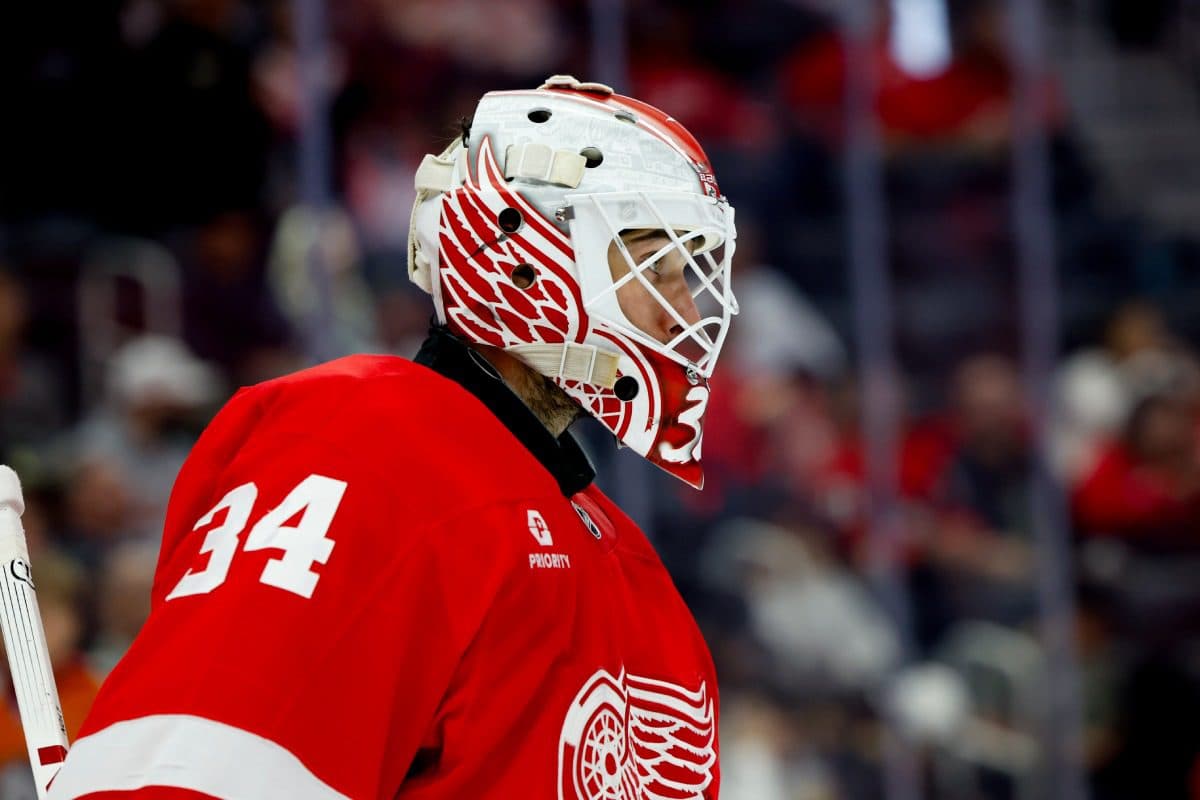 Detroit Red Wings goaltender Alex Lyon