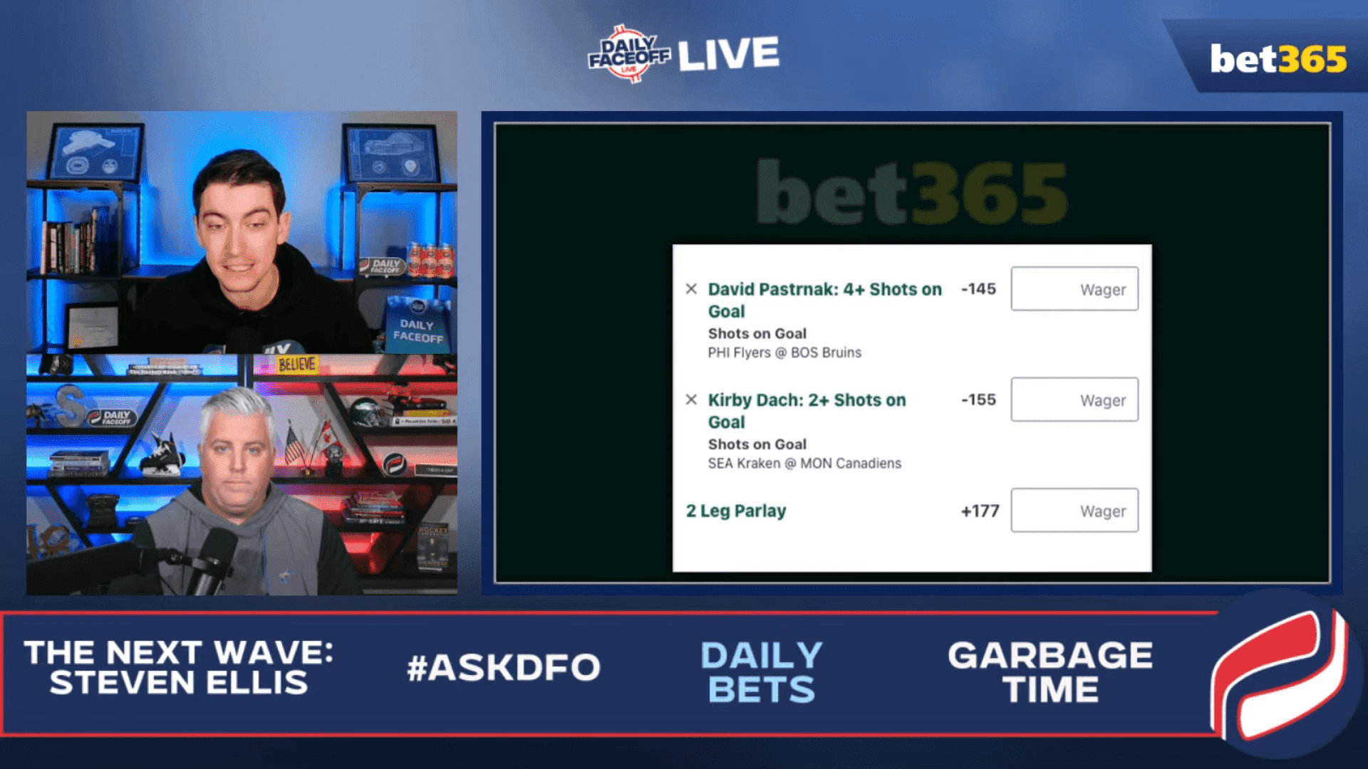 bet365 daily bets: Canadiens MoneyLine and Kirby Dach/David Pastrnak shot prop parlay