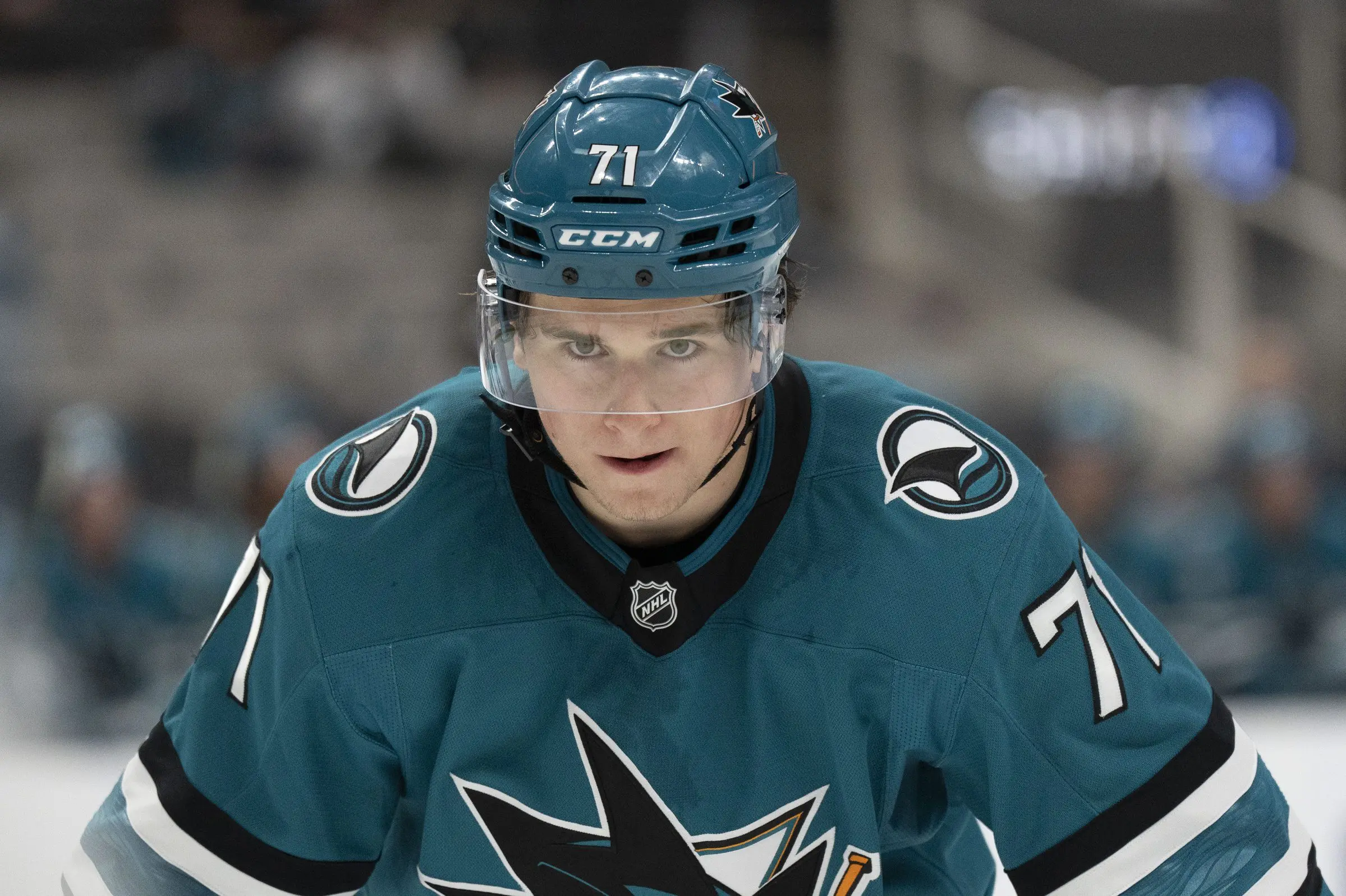 San Jose Sharks center Macklin Celebrini (71) during the second period against the Utah Hockey Club at SAP Center at San Jose.