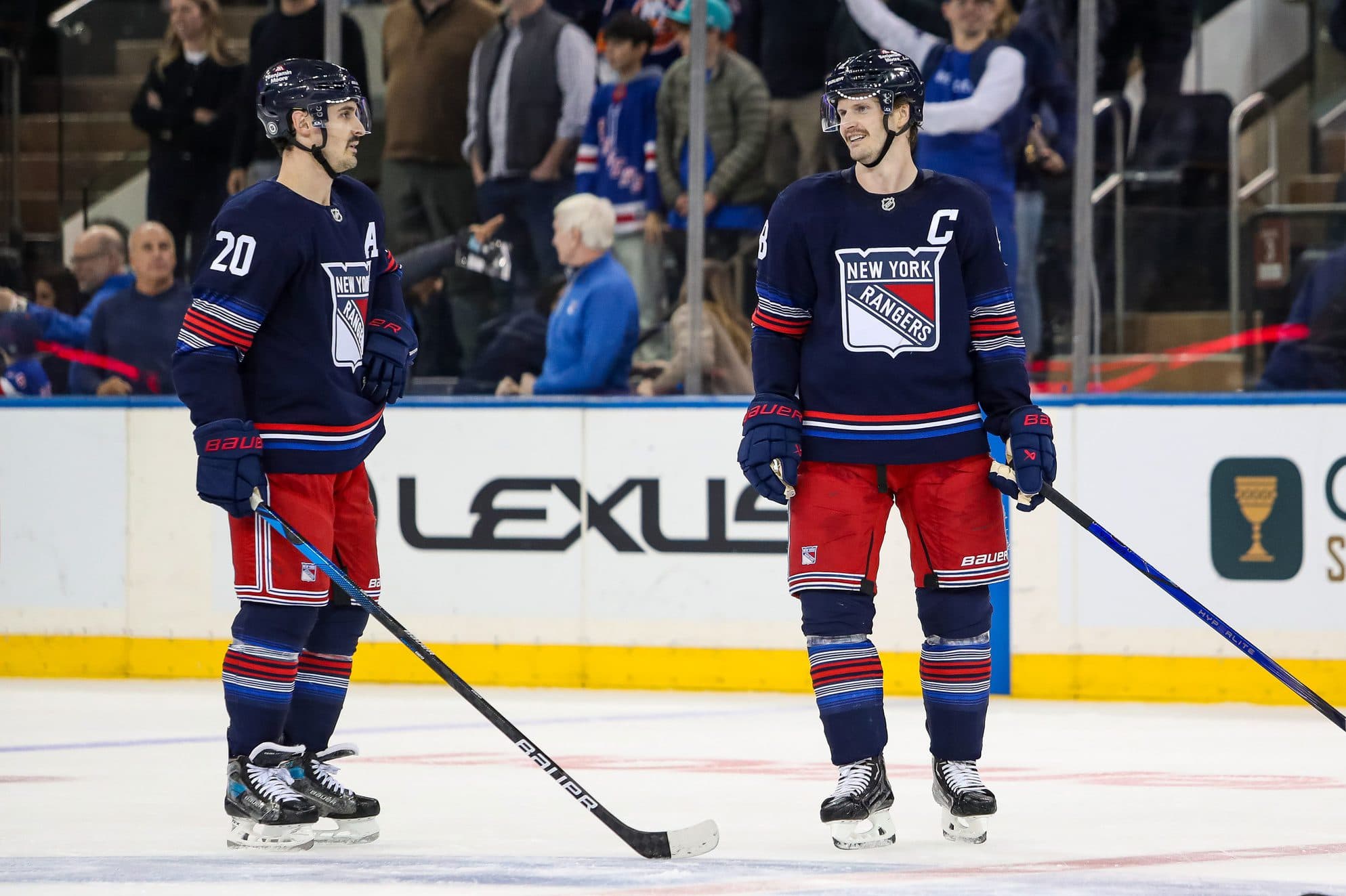 New York Rangers forward Chris Kreider and defenseman Jacob Trouba.