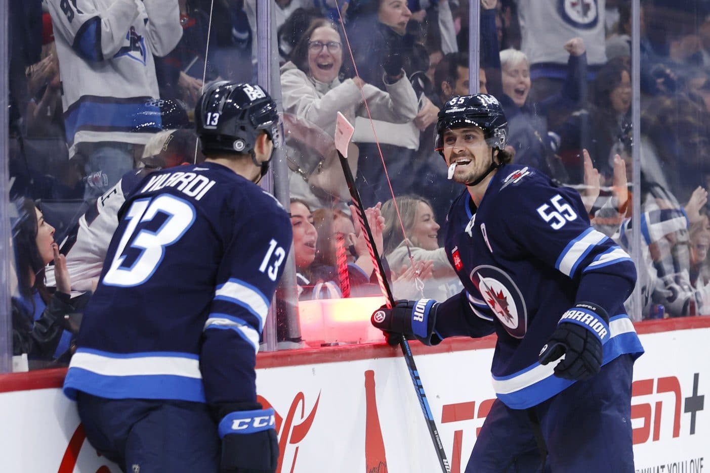 Winnipeg Jets forwards Mark Scheifele and Gabriel Vilardi