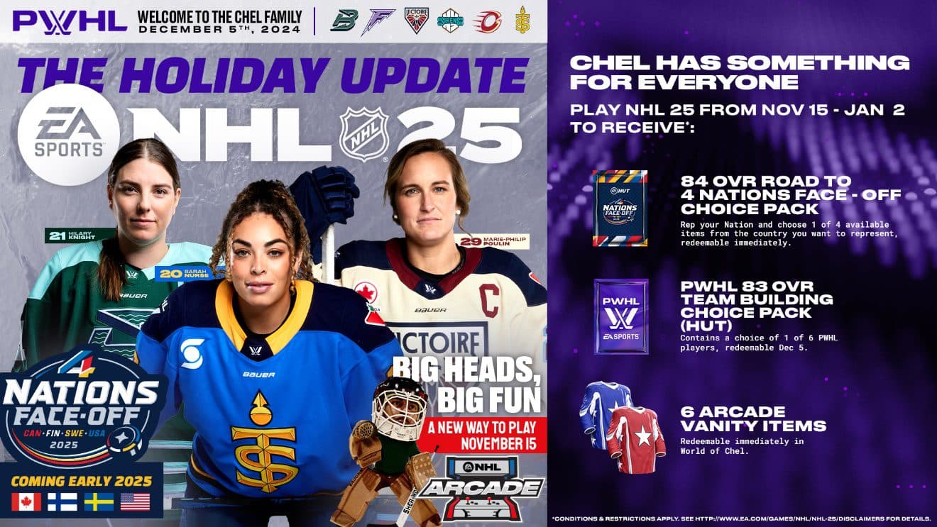 NHL 25 to feature PWHL, 4 Nations Face-Off in winter updates