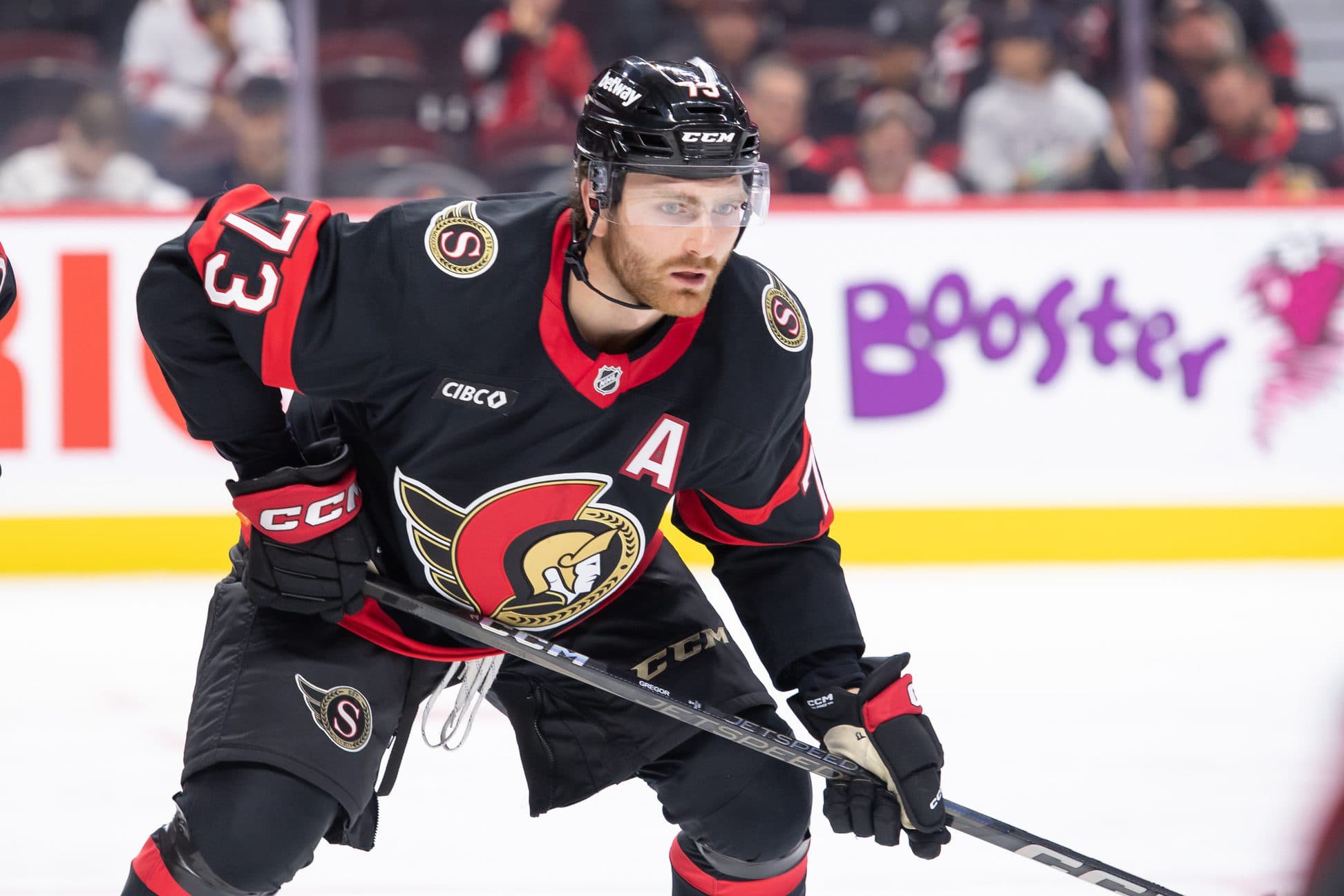 Ottawa Senators left wing Noah Gregor (73) follows the puck in the second period against the Buffalo Sabres at the Canadian Tire Centre.