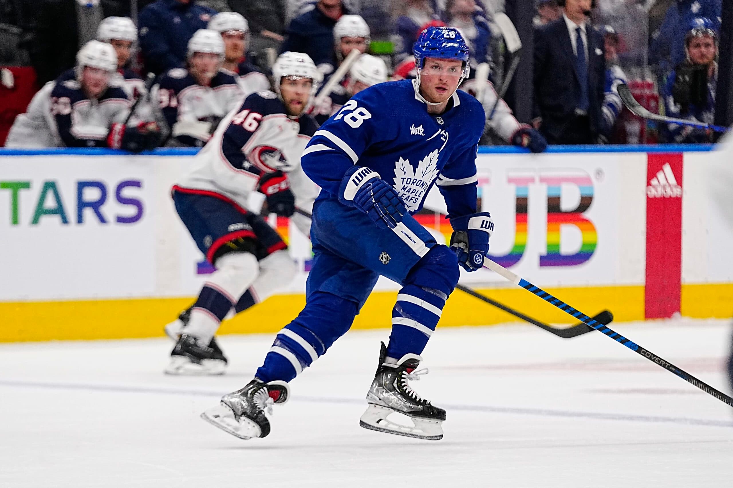 Toronto Maple Leafs forward Sam Lafferty fined for cross-checking Ross Colton