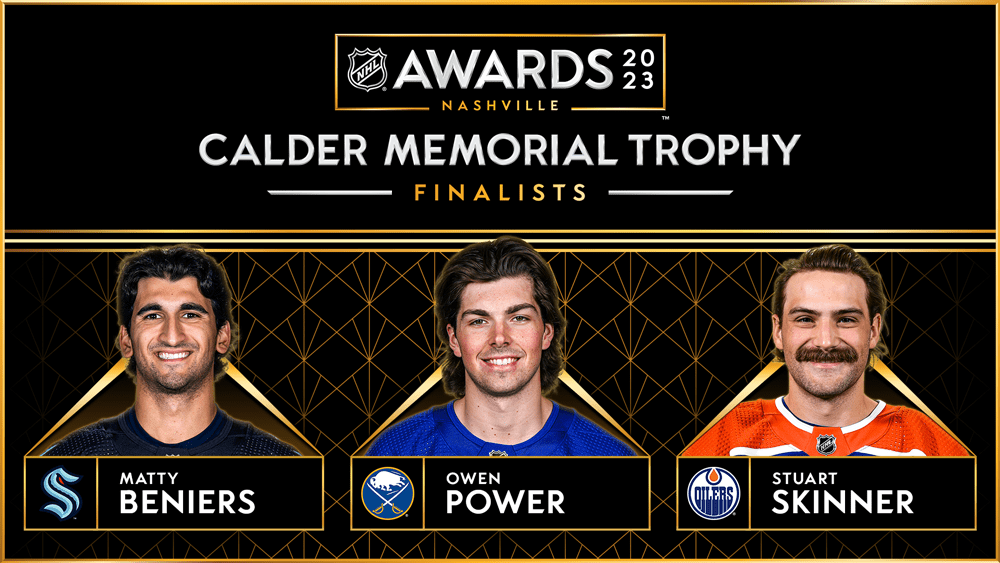 Matty Beniers, Owen Power, and Stuart Skinner named 2023 Calder Trophy finalists