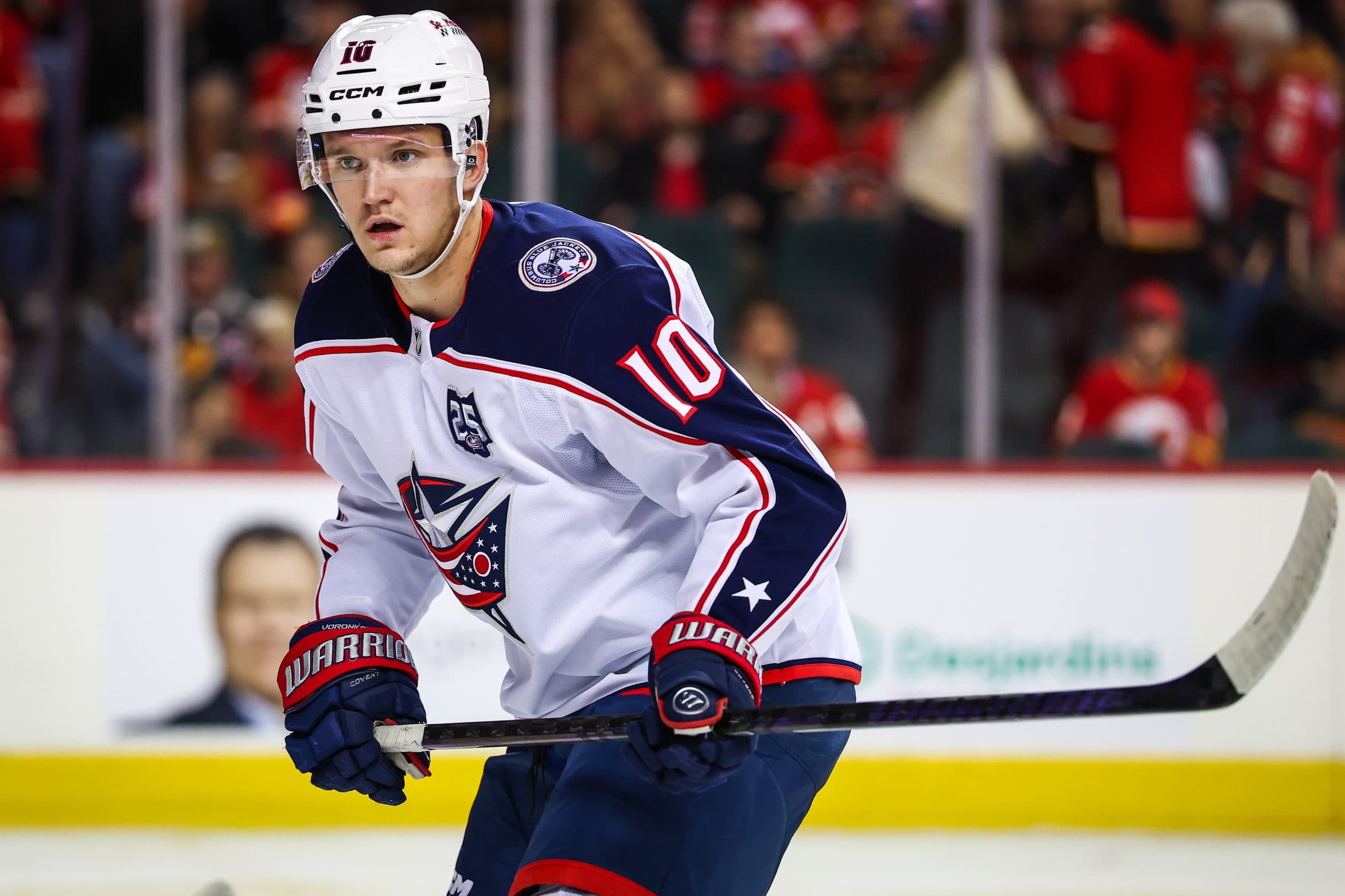 Blue Jackets’ Voronkov exits game against Sharks with upper-body injury