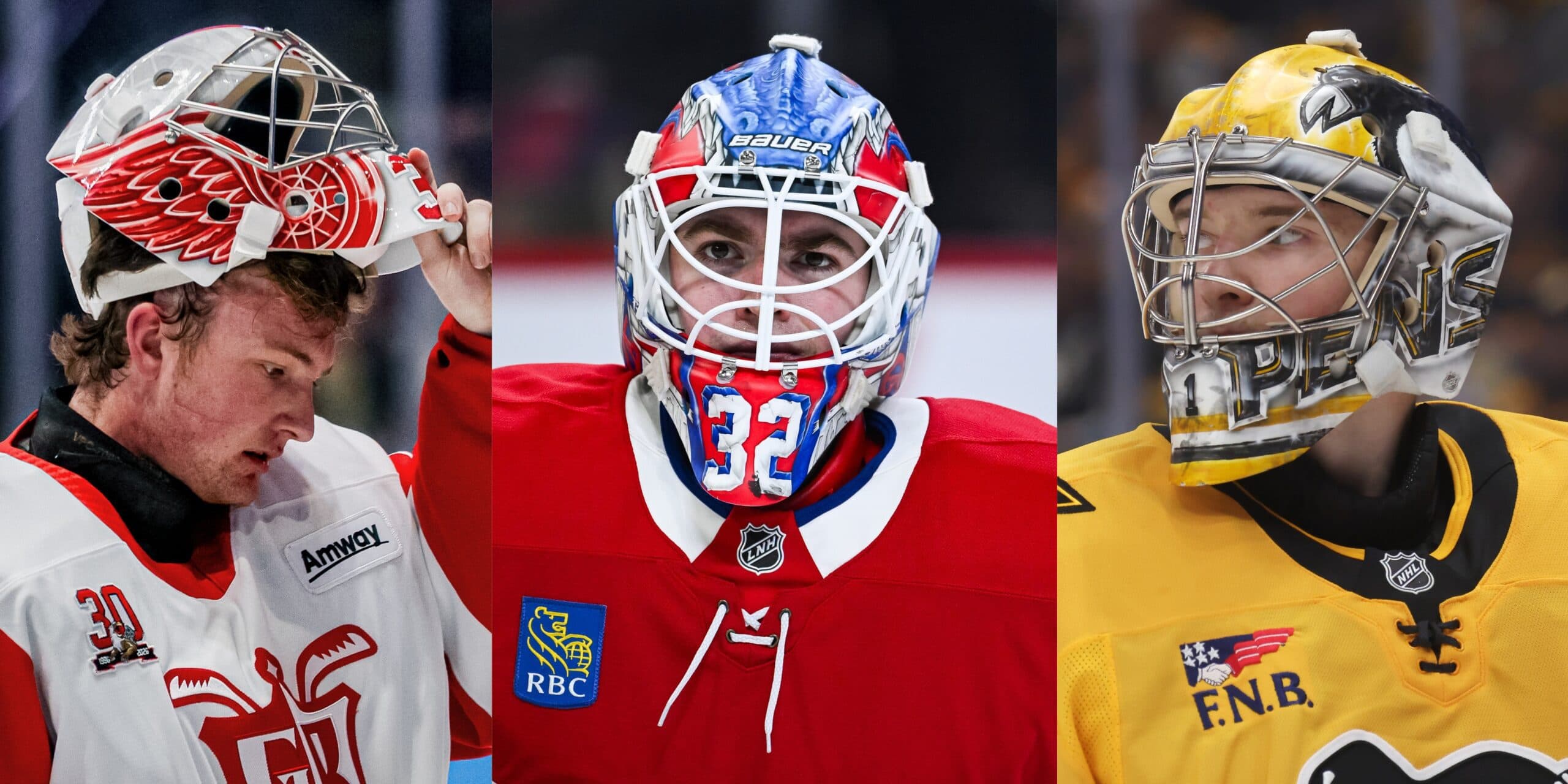 Trey Augustine, Jacob Fowler, Sergei Murashov (Augustine from Nicolas Carrillo/Grand Rapids Griffins; Fowler and Murashov from Imagn Images)